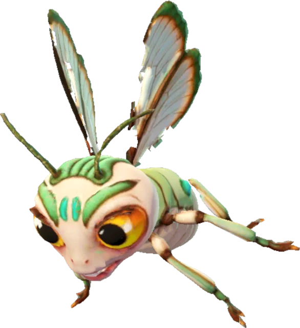 Una lucciola con gli occhioni e le ali verde chiaro