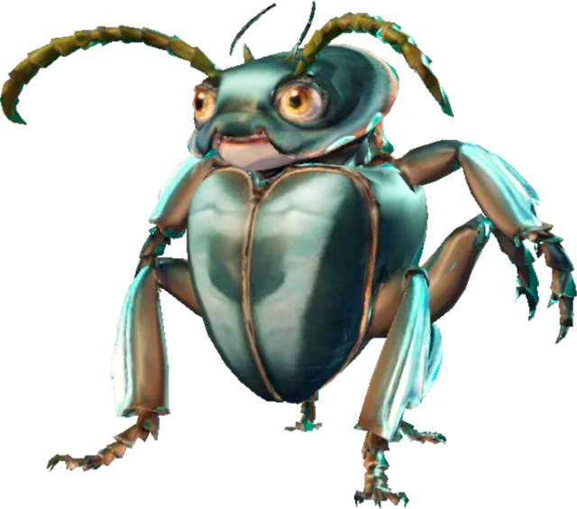 Un grosso scarabeo turchese con le antenne lunghe